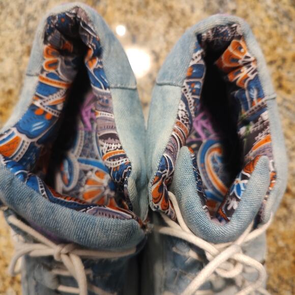 YRU Vintage Denim Platform Sneakers Size 39 with Embroidered Details 8.5 US - Picture 11 of 12